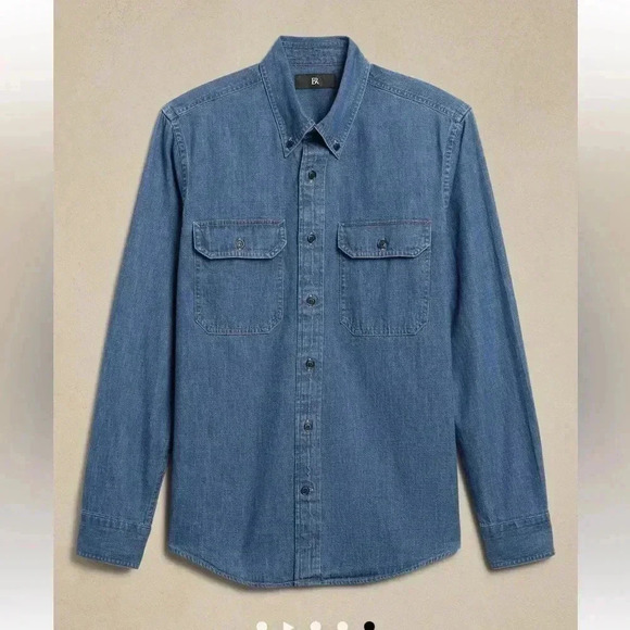 Banana Republic denim two pocket shirt sz L Tall - Picture 8 of 9